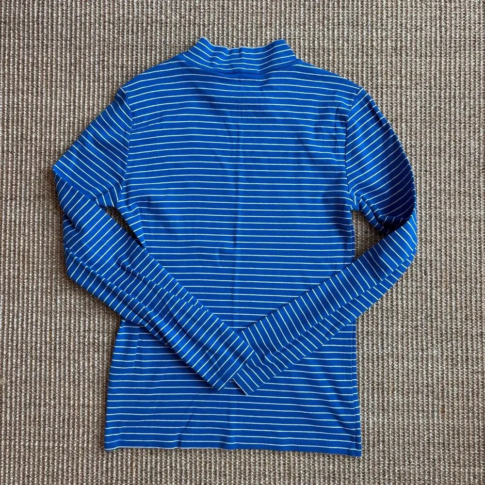 ⚓ J.Crew Mock Neck Stripe Top | Size S+ | Cobalt Blue